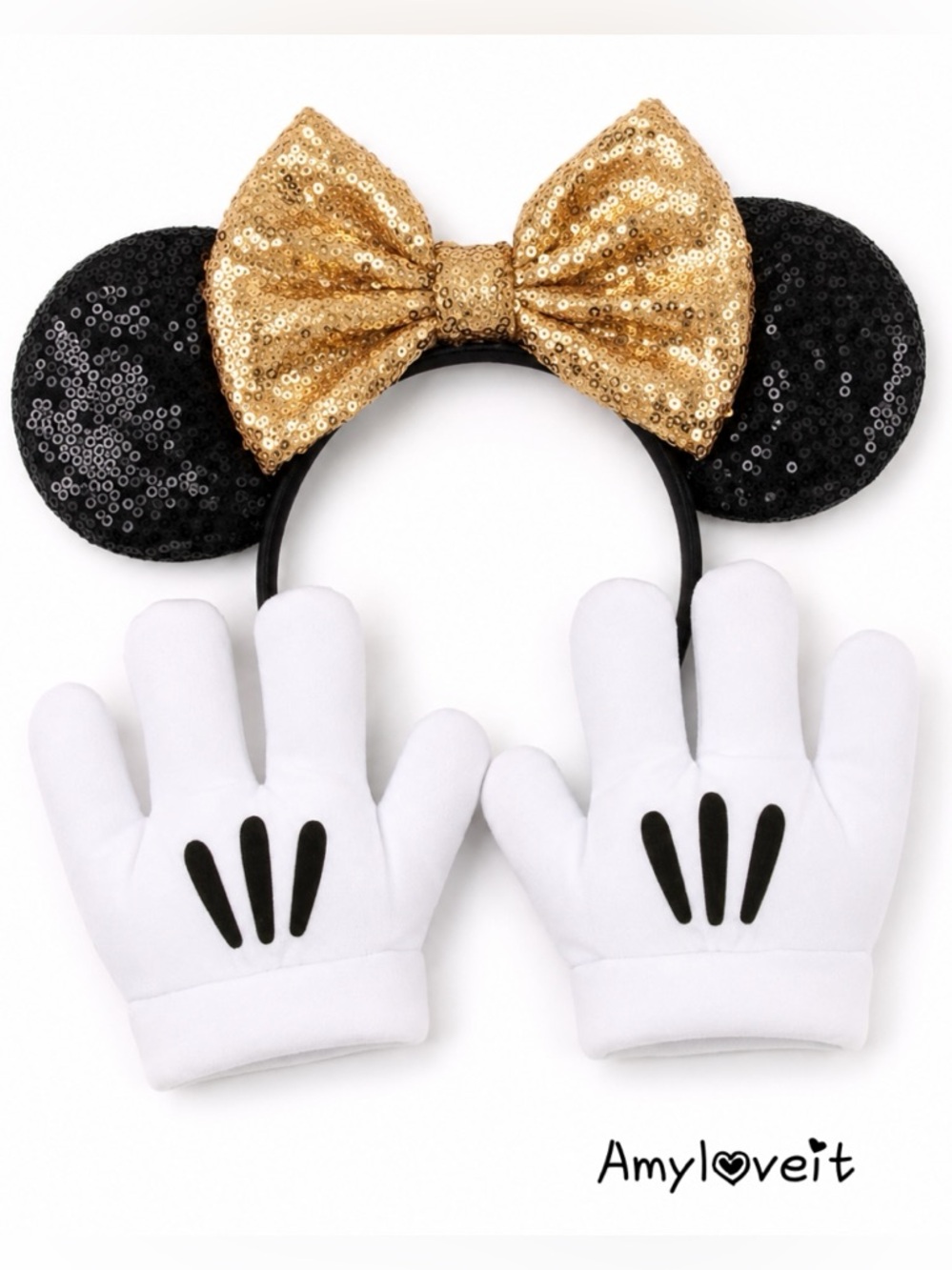 Minnie Mouse Plush Sequin Ears & Gloves #57
